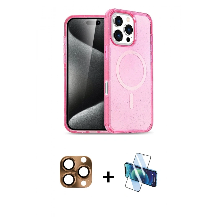 MARSİLYAN™- iPhone 16 Pro Max Kılıf Nova Asil Prime - Siyah 3D Antistatik Seramik Nano Ekran Koruyucu + Pers Alüminyum Kamera Lens - CLTM