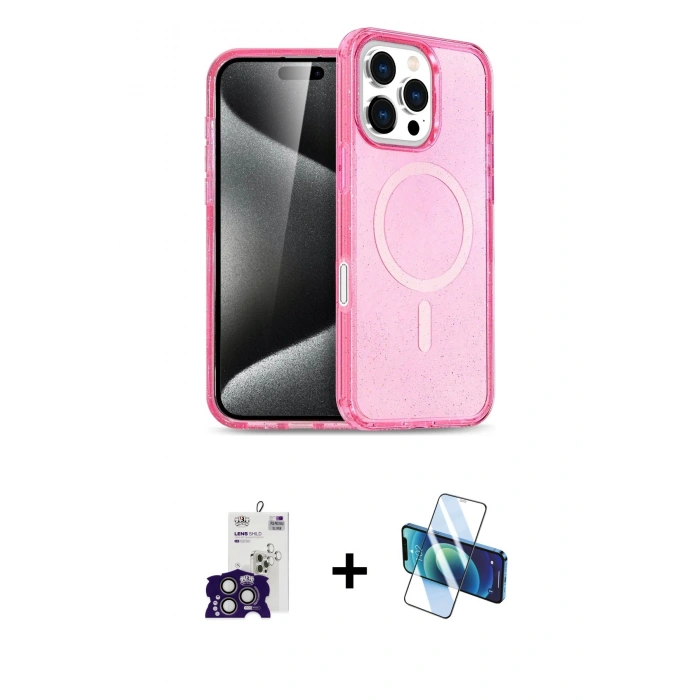 MARSİLYAN™- iPhone 16 Pro Max Kılıf Nova Asil Prime - Siyah 3D Antistatik Seramik Nano Ekran Koruyucu + Bilvis Titan Kamera Lens - TMGI
