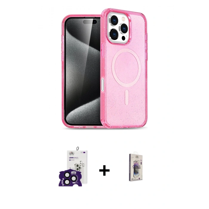 MARSİLYAN™- iPhone 16 Pro Max Kılıf Nova Asil Prime - Siyah Bilvis 3D Cam Ekran Koruyucu + Bilvis Titan Kamera Lens - SH