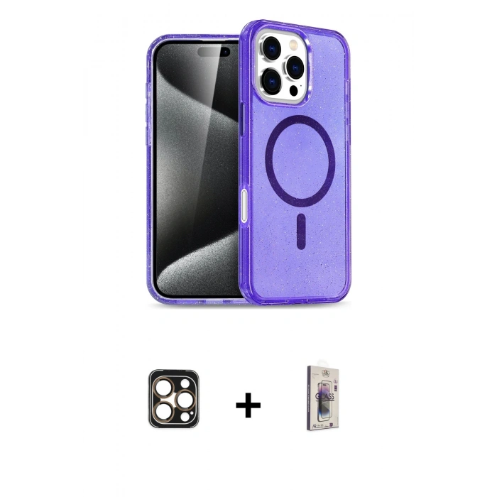 MARSİLYAN™- iPhone 16 Pro Max Kılıf Nova Asil Prime - Siyah Bilvis 3D Cam Ekran Koruyucu + PVD Metal Kamera Lens - GD