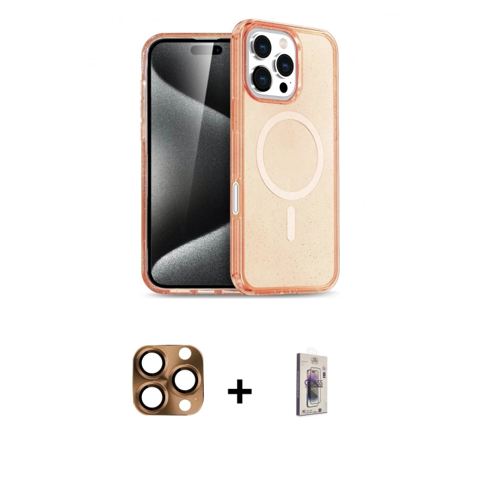 MARSİLYAN™- iPhone 16 Pro Max Kılıf Nova Asil Prime - Siyah Bilvis 3D Cam Ekran Koruyucu + Pers Alüminyum Kamera Lens - CLTM