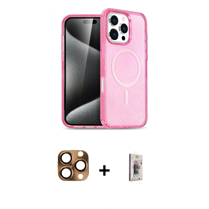 MARSİLYAN™- iPhone 16 Pro Max Kılıf Nova Asil Prime - Siyah Bilvis 3D Cam Ekran Koruyucu + Pers Alüminyum Kamera Lens - CLTM
