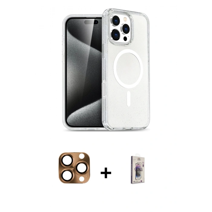 MARSİLYAN™- iPhone 16 Pro Max Kılıf Nova Asil Prime - Siyah Bilvis 3D Cam Ekran Koruyucu + Pers Alüminyum Kamera Lens - CLTM