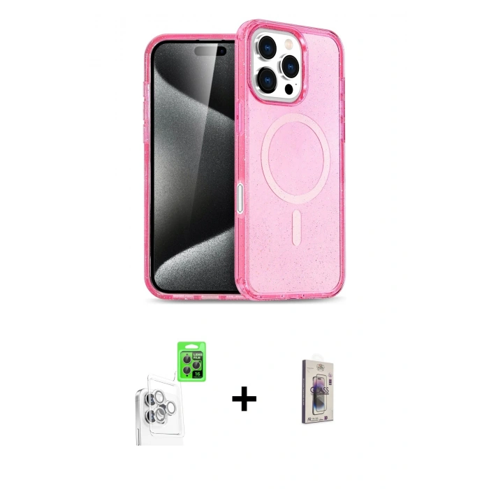 MARSİLYAN™- iPhone 16 Pro Max Kılıf Nova Asil Prime - Siyah Bilvis 3D Cam Ekran Koruyucu + Raze Metal Kamera Lens - BZ