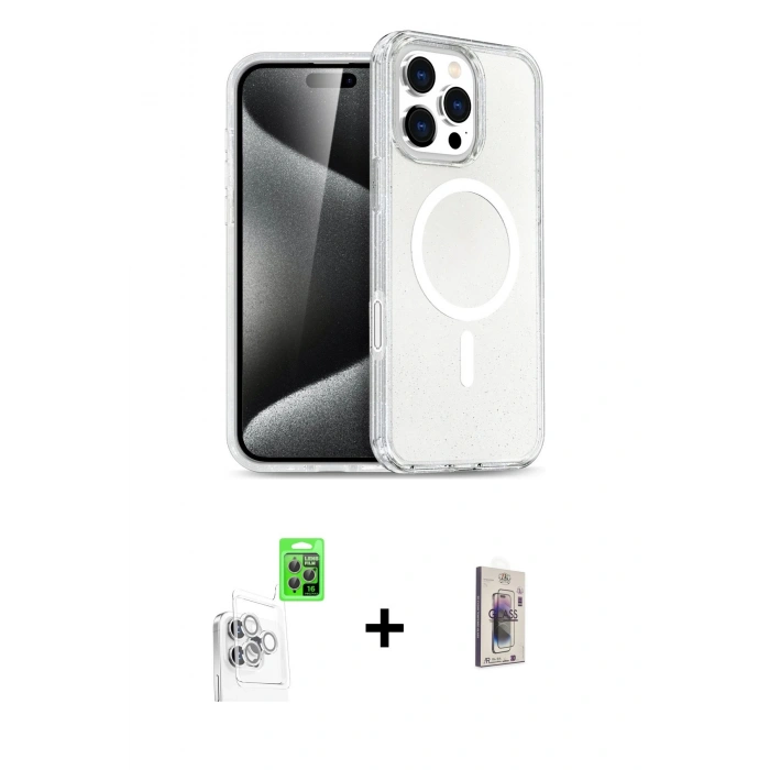 MARSİLYAN™- iPhone 16 Pro Max Kılıf Nova Asil Prime - Siyah Bilvis 3D Cam Ekran Koruyucu + Raze Metal Kamera Lens - BZ