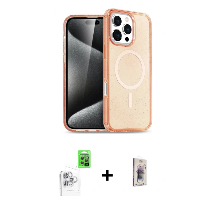 MARSİLYAN™- iPhone 16 Pro Max Kılıf Nova Asil Prime - Siyah Bilvis 3D Cam Ekran Koruyucu + Raze Metal Kamera Lens - BZ