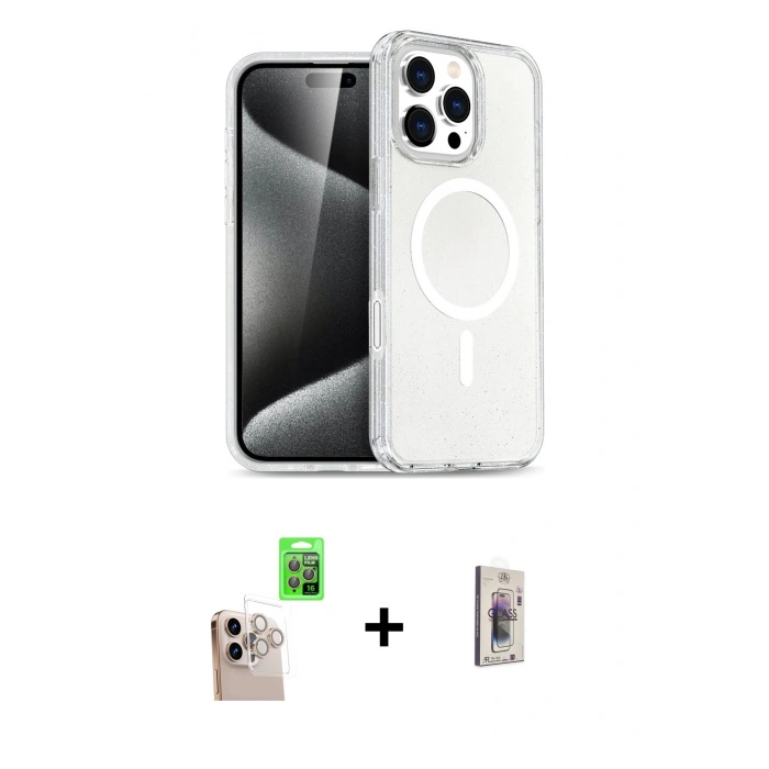 MARSİLYAN™- iPhone 16 Pro Max Kılıf Nova Asil Prime - Siyah Bilvis 3D Cam Ekran Koruyucu + Raze Metal Kamera Lens - NLGY
