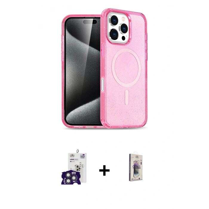MARSİLYAN™- iPhone 16 Pro Max Kılıf Nova Asil Prime - Siyah Bilvis 3D Cam Ekran Koruyucu + Bilvis Titan Kamera Lens - TMGI