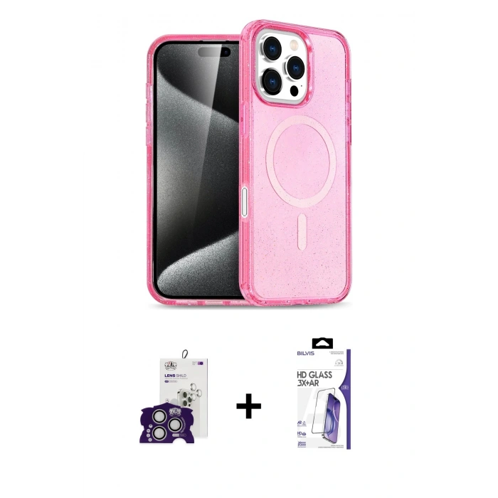 MARSİLYAN™- iPhone 16 Pro Max Kılıf Nova Asil Prime - Siyah Bilvis 3X AR HD Cam Ekran Koruyucu + Bilvis Titan Kamera Lens - GS