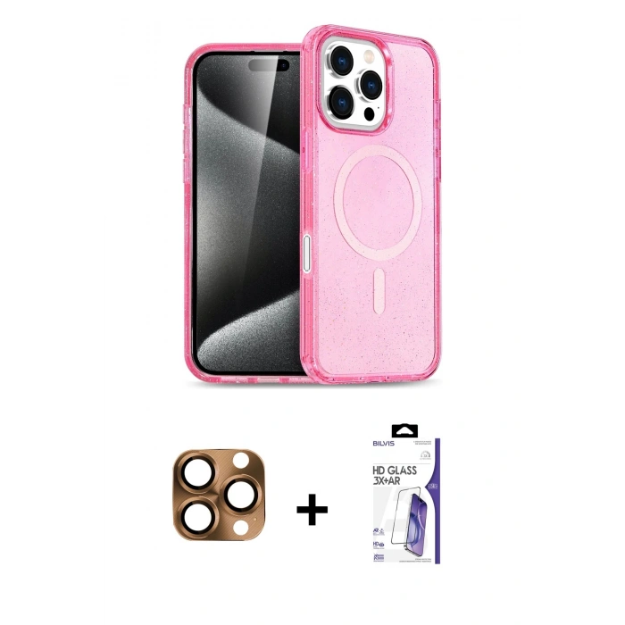 MARSİLYAN™- iPhone 16 Pro Max Kılıf Nova Asil Prime - Siyah Bilvis 3X AR HD Cam Ekran Koruyucu + Pers Alüminyum Kamera Lens - CLTM