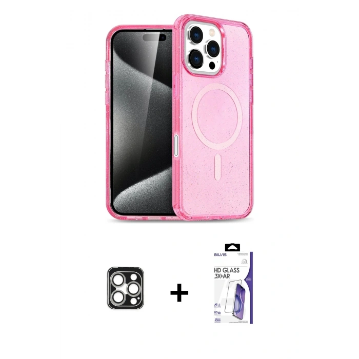 MARSİLYAN™- iPhone 16 Pro Max Kılıf Nova Asil Prime - Siyah Bilvis 3X AR HD Cam Ekran Koruyucu + PVD Metal Kamera Lens - GS