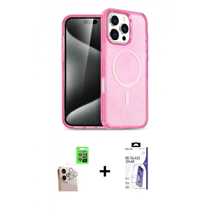MARSİLYAN™- iPhone 16 Pro Max Kılıf Nova Asil Prime - Siyah Bilvis 3X AR HD Cam Ekran Koruyucu + Raze Metal Kamera Lens - NLGY