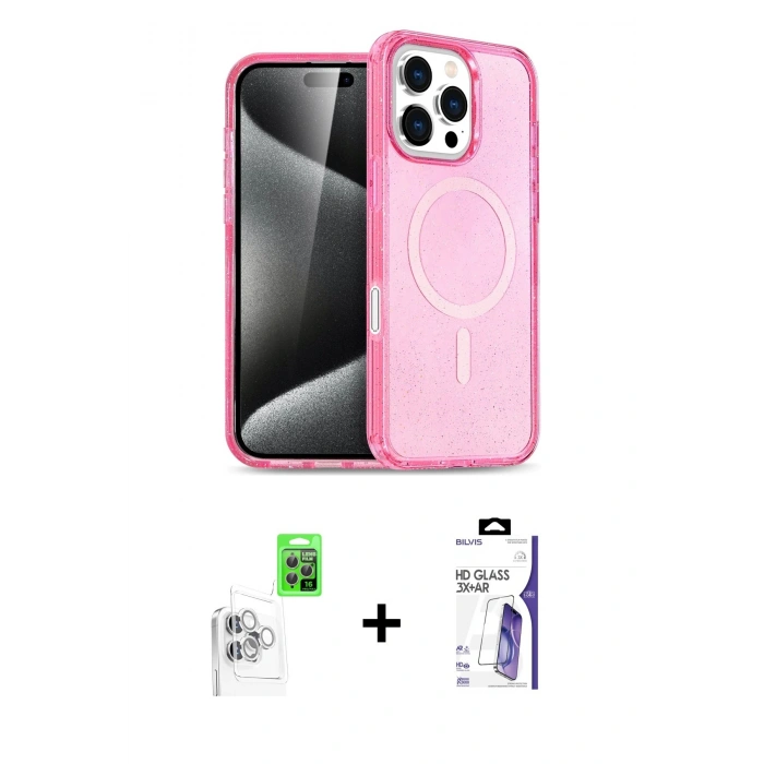 MARSİLYAN™- iPhone 16 Pro Max Kılıf Nova Asil Prime - Siyah Bilvis 3X AR HD Cam Ekran Koruyucu + Raze Metal Kamera Lens - BZ