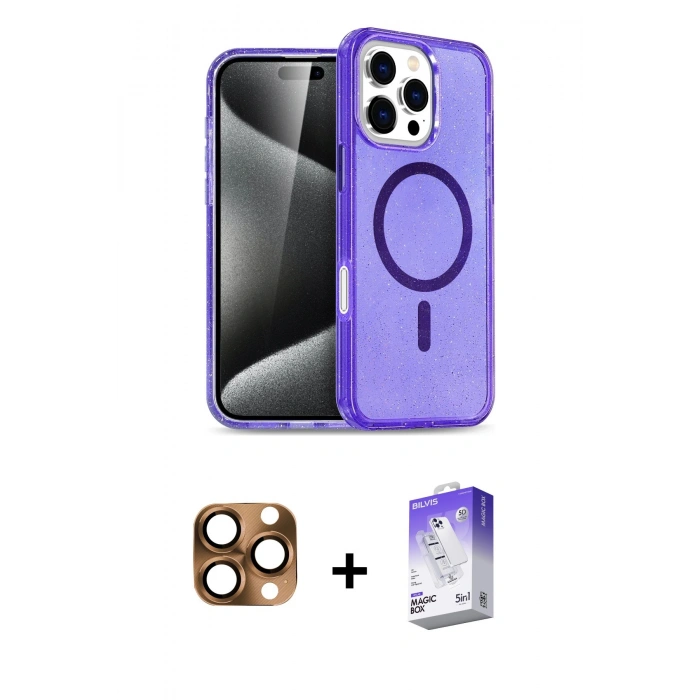 MARSİLYAN™- iPhone 16 Pro Max Kılıf Nova Asil Prime - Siyah Bilvis 5in1 3D Magic Cam Ekran Koruyucu + Pers Alüminyum Kamera Lens - CLTM