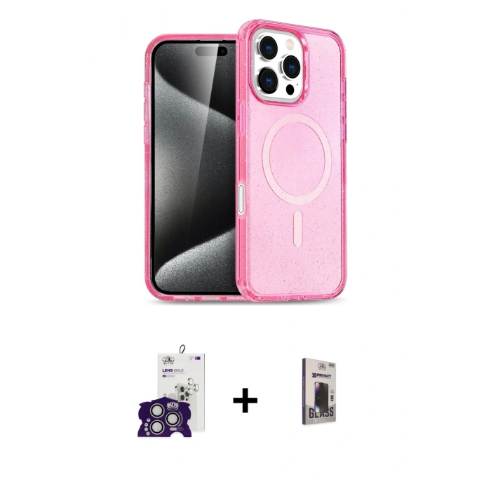 MARSİLYAN™- iPhone 16 Pro Max Kılıf Nova Asil Prime - Siyah Bilvis Hayalet Cam Ekran Koruyucu + Bilvis Titan Kamera Lens - GS
