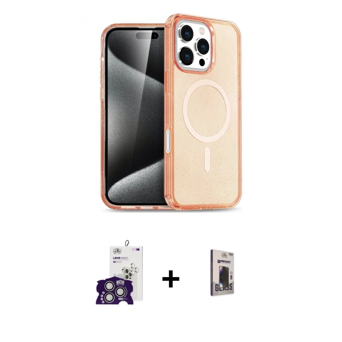 MARSİLYAN™- iPhone 16 Pro Max Kılıf Nova Asil Prime - Siyah Bilvis Hayalet Cam Ekran Koruyucu + Bilvis Titan Kamera Lens - GS