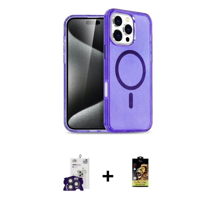 MARSİLYAN™- iPhone 16 Pro Max Kılıf Nova Asil Prime - Siyah Buffer Cam Ekran Koruyucu + Bilvis Titan Kamera Lens - TMGI