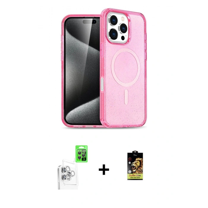 MARSİLYAN™- iPhone 16 Pro Max Kılıf Nova Asil Prime - Siyah Buffer Cam Ekran Koruyucu + Raze Metal Kamera Lens - BZ
