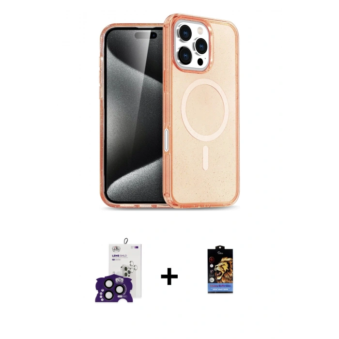 MARSİLYAN™- iPhone 16 Pro Max Kılıf Nova Asil Prime - Siyah Buffer Hayalet Cam Ekran Koruyucu + Bilvis Titan Kamera Lens - SH