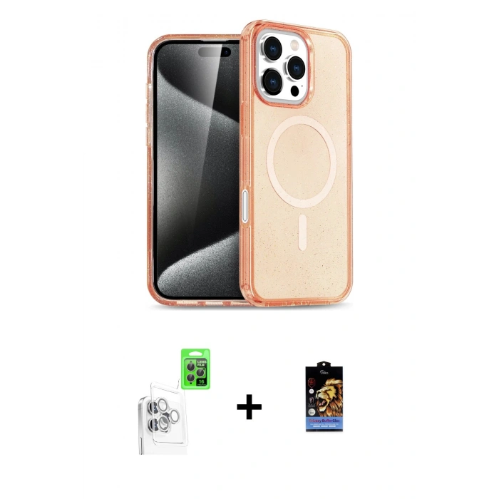 MARSİLYAN™- iPhone 16 Pro Max Kılıf Nova Asil Prime - Siyah Buffer Hayalet Cam Ekran Koruyucu + Raze Metal Kamera Lens - BZ
