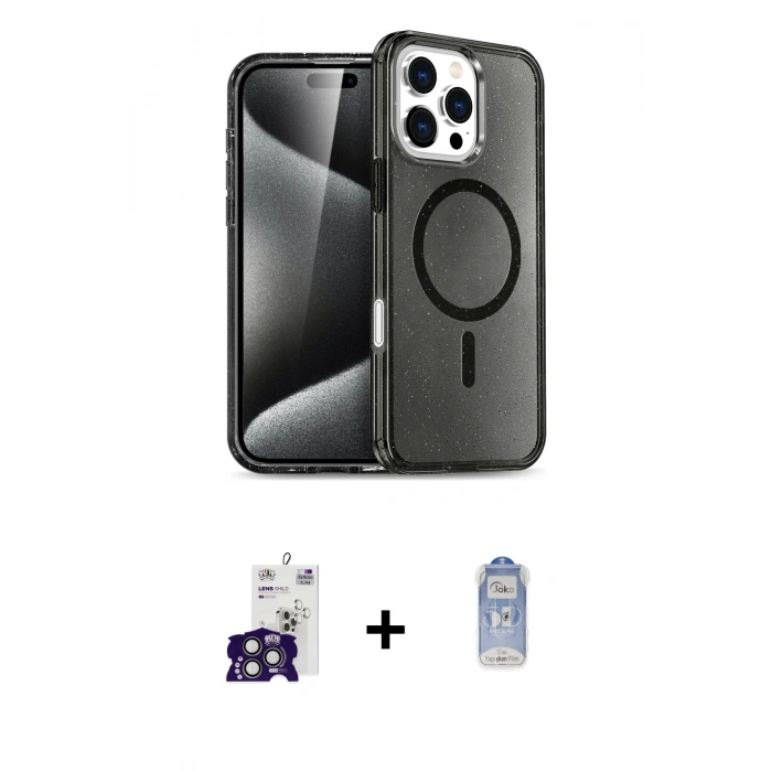MARSİLYAN™- iPhone 16 Pro Max Kılıf Nova Asil Prime - Siyah Joko Magic 5D Cam + Bilvis Titan Kamera Lens - TMGI