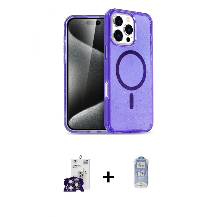 MARSİLYAN™- iPhone 16 Pro Max Kılıf Nova Asil Prime - Siyah Joko Magic 5D Cam + Bilvis Titan Kamera Lens - TMGI