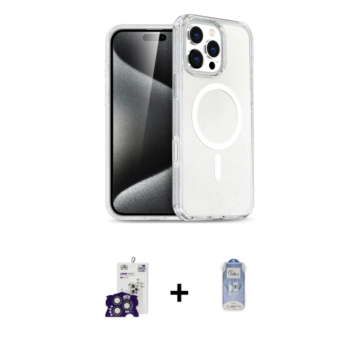MARSİLYAN™- iPhone 16 Pro Max Kılıf Nova Asil Prime - Siyah Joko Magic 5D Cam + Bilvis Titan Kamera Lens - TMGI