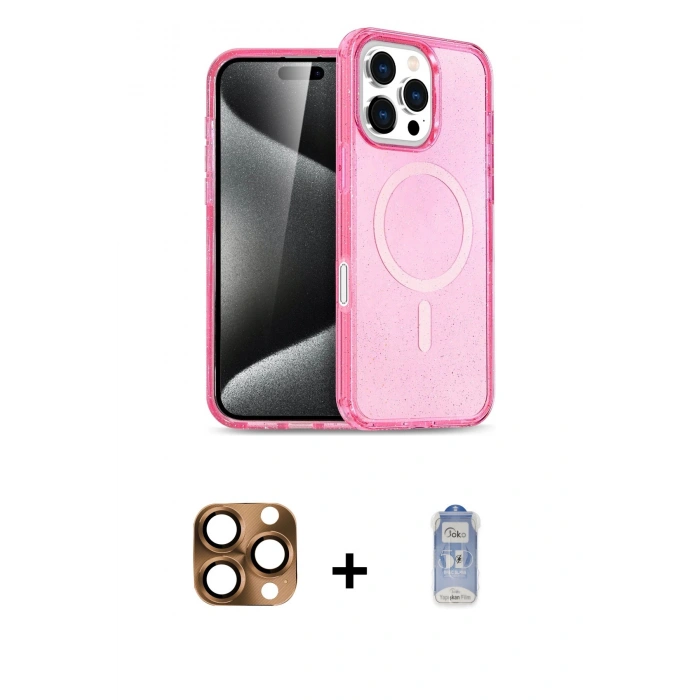 MARSİLYAN™- iPhone 16 Pro Max Kılıf Nova Asil Prime - Siyah Joko Magic 5D Cam + Pers Alüminyum Kamera Lens - CLTM