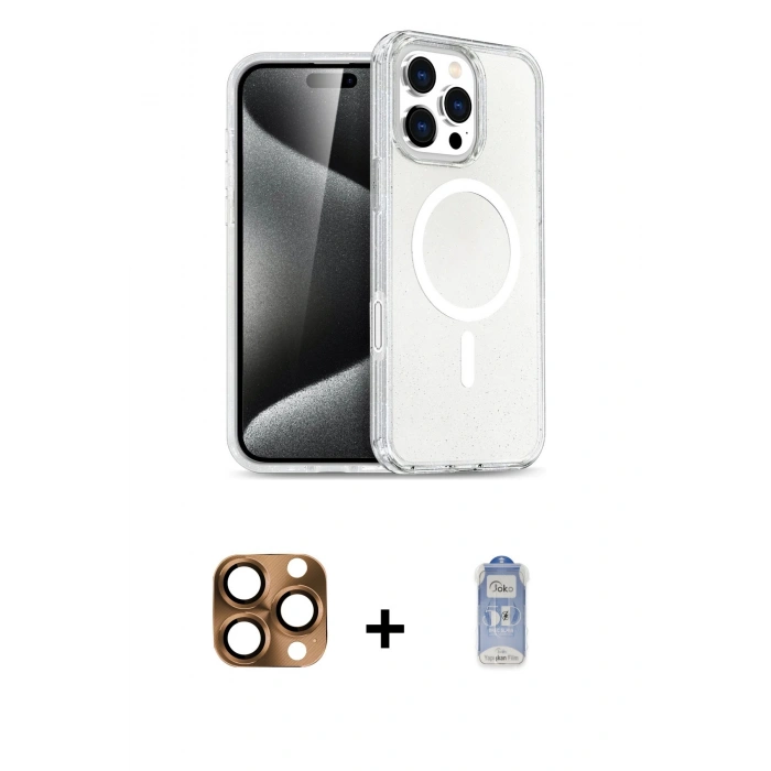 MARSİLYAN™- iPhone 16 Pro Max Kılıf Nova Asil Prime - Siyah Joko Magic 5D Cam + Pers Alüminyum Kamera Lens - CLTM