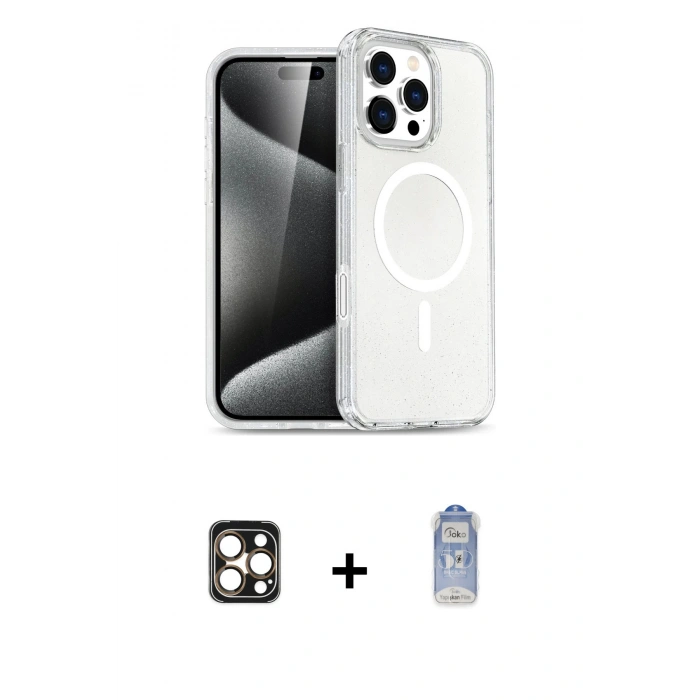 MARSİLYAN™- iPhone 16 Pro Max Kılıf Nova Asil Prime - Siyah Joko Magic 5D Cam + Gold PVD Metal Kamera Lens