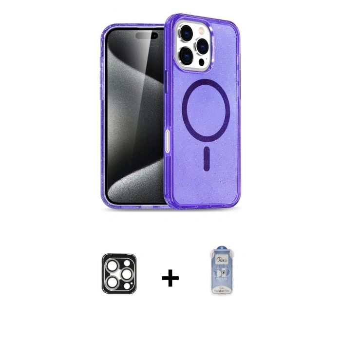 MARSİLYAN™- iPhone 16 Pro Max Kılıf Nova Asil Prime - Siyah Joko Magic 5D Cam + PVD Metal Kamera Lens - GS