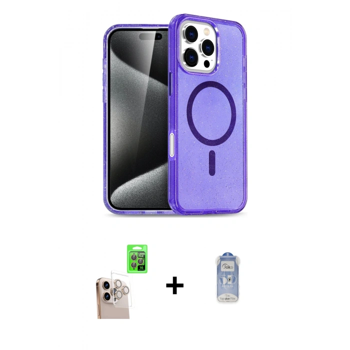 MARSİLYAN™- iPhone 16 Pro Max Kılıf Nova Asil Prime - Siyah Joko Magic 5D Cam + Raze Metal Kamera Lens - NLGY