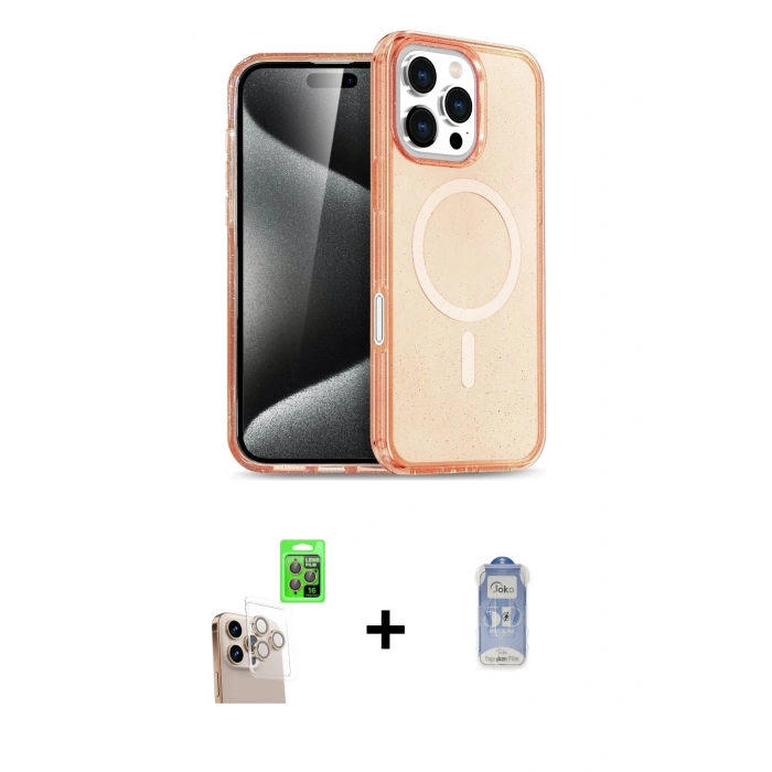 MARSİLYAN™- iPhone 16 Pro Max Kılıf Nova Asil Prime - Siyah Joko Magic 5D Cam + Raze Metal Kamera Lens - NLGY