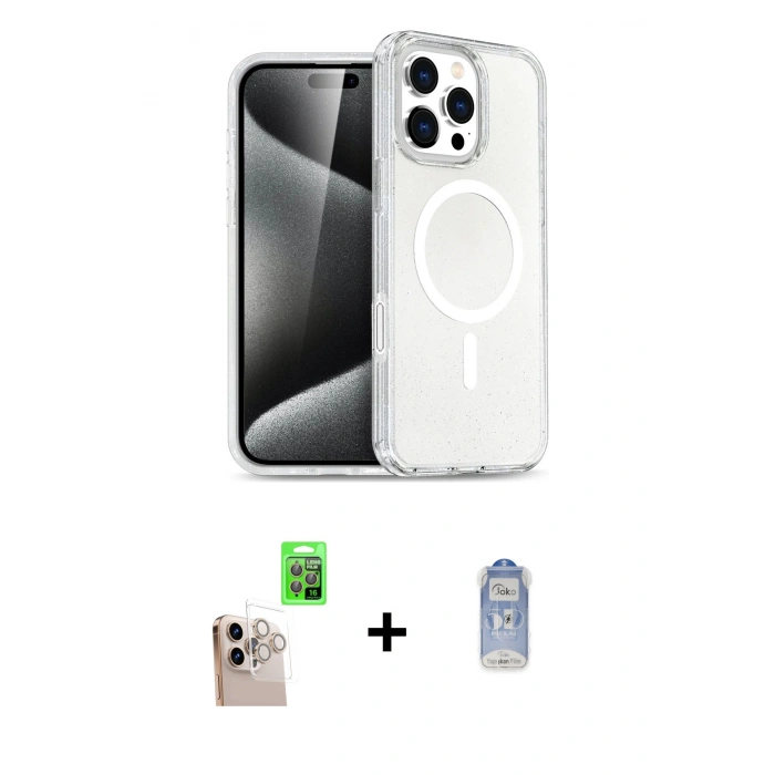 MARSİLYAN™- iPhone 16 Pro Max Kılıf Nova Asil Prime - Siyah Joko Magic 5D Cam + Raze Metal Kamera Lens - NLGY