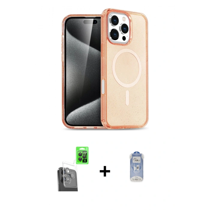 MARSİLYAN™- iPhone 16 Pro Max Kılıf Nova Asil Prime - Siyah Joko Magic 5D Cam + Raze Metal Kamera Lens - SH