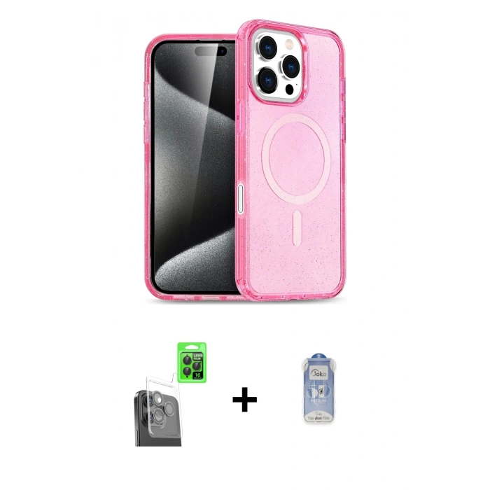 MARSİLYAN™- iPhone 16 Pro Max Kılıf Nova Asil Prime - Siyah Joko Magic 5D Cam + Raze Metal Kamera Lens - SH