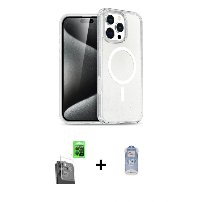 MARSİLYAN™- iPhone 16 Pro Max Kılıf Nova Asil Prime - Siyah Joko Magic 5D Cam + Raze Metal Kamera Lens - SH
