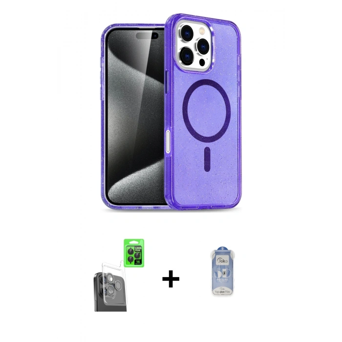MARSİLYAN™- iPhone 16 Pro Max Kılıf Nova Asil Prime - Siyah Joko Magic 5D Cam + Raze Metal Kamera Lens - SH