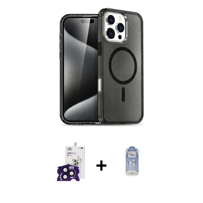 MARSİLYAN™- iPhone 16 Pro Max Kılıf Nova Asil Prime - Siyah Joko Magic 5D Cam + Bilvis Titan Kamera Lens - SH