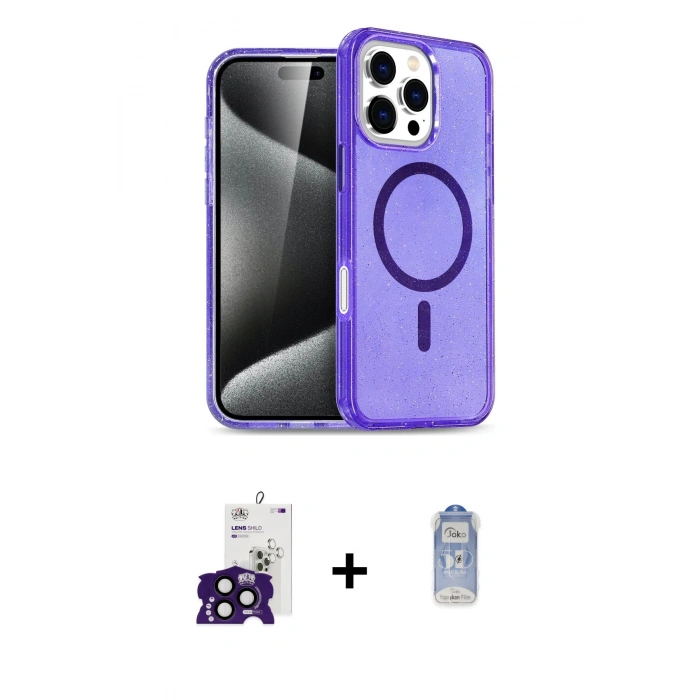 MARSİLYAN™- iPhone 16 Pro Max Kılıf Nova Asil Prime - Siyah Joko Magic 5D Cam + Bilvis Titan Kamera Lens - SH
