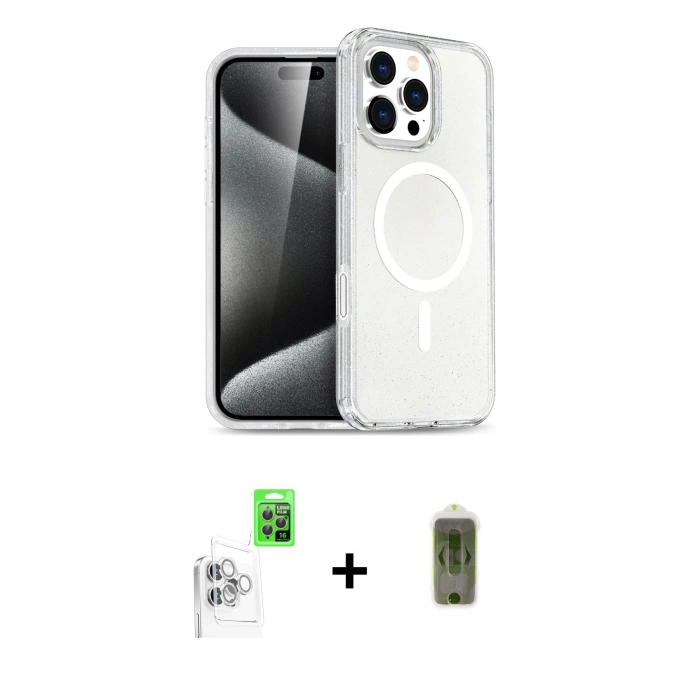 MARSİLYAN™- iPhone 16 Pro Max Kılıf Nova Asil Prime - Siyah Joko Magic 5D Hayalet Cam + Raze Metal Kamera Lens - BZ