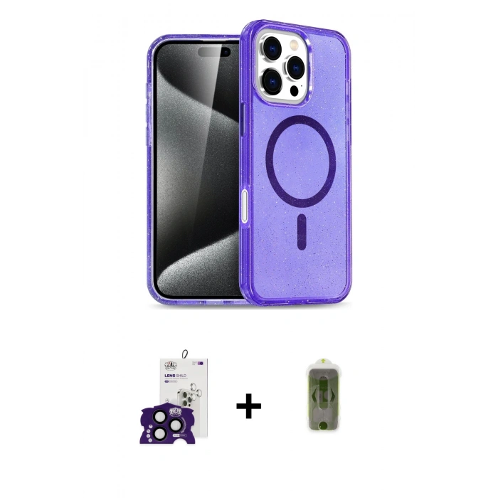 MARSİLYAN™- iPhone 16 Pro Max Kılıf Nova Asil Prime - Siyah Joko Magic 5D Hayalet Cam + Bilvis Titan Kamera Lens - SH