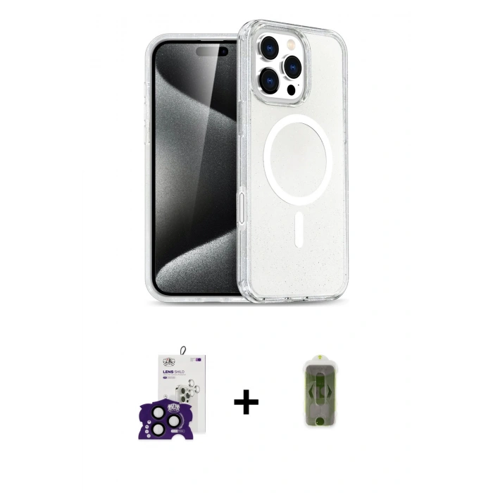MARSİLYAN™- iPhone 16 Pro Max Kılıf Nova Asil Prime - Siyah Joko Magic 5D Hayalet Cam + Bilvis Titan Kamera Lens - SH