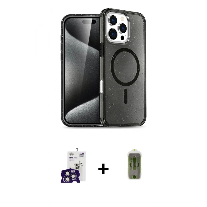 MARSİLYAN™- iPhone 16 Pro Max Kılıf Nova Asil Prime - Siyah Joko Magic 5D Hayalet Cam + Bilvis Titan Kamera Lens - TMGI