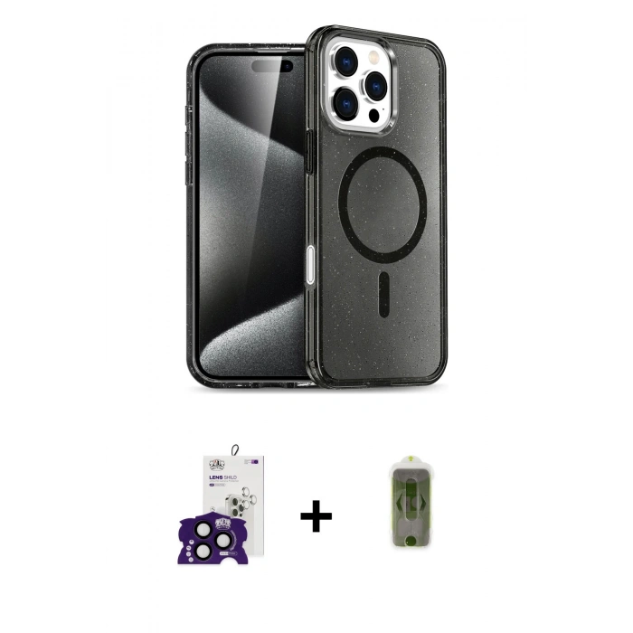 MARSİLYAN™- iPhone 16 Pro Max Kılıf Nova Asil Prime - Siyah Joko Magic 5D Hayalet Cam + Bilvis Titan Kamera Lens - SH