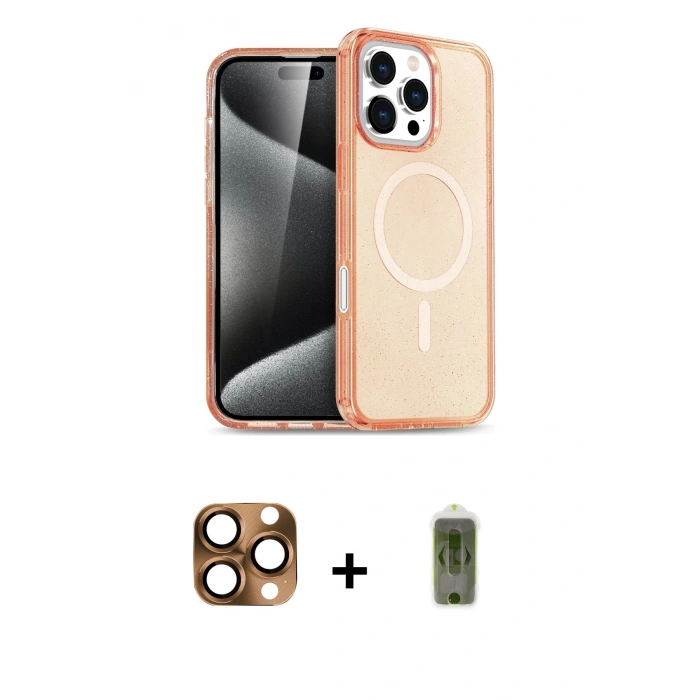 MARSİLYAN™- iPhone 16 Pro Max Kılıf Nova Asil Prime - Siyah Joko Magic 5D Hayalet Cam + Pers Alüminyum Kamera Lens - CLTM