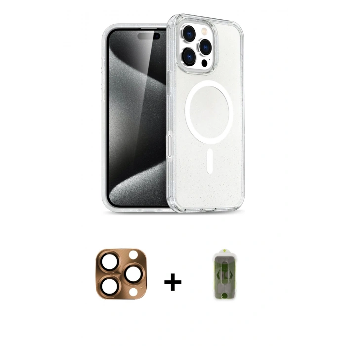 MARSİLYAN™- iPhone 16 Pro Max Kılıf Nova Asil Prime - Siyah Joko Magic 5D Hayalet Cam + Pers Alüminyum Kamera Lens - CLTM