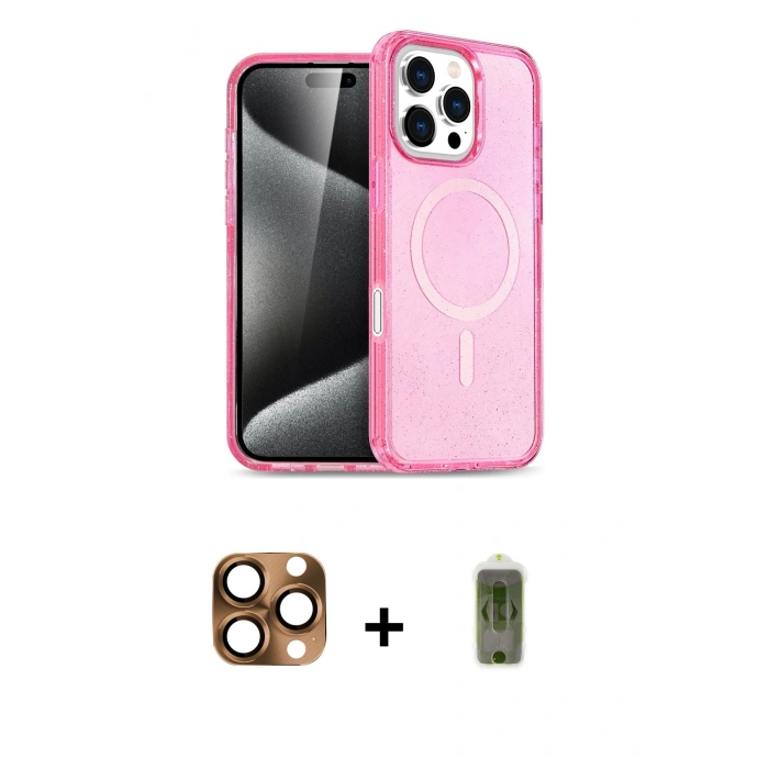 MARSİLYAN™- iPhone 16 Pro Max Kılıf Nova Asil Prime - Siyah Joko Magic 5D Hayalet Cam + Pers Alüminyum Kamera Lens - CLTM