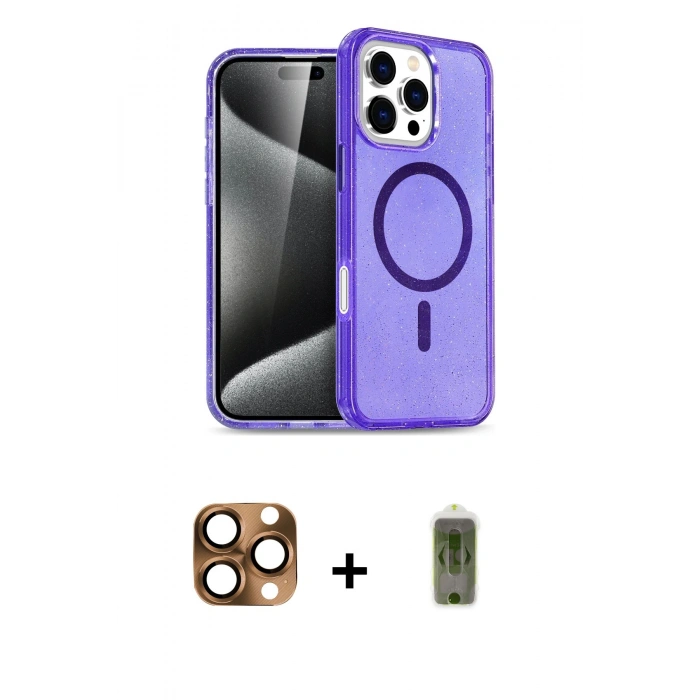 MARSİLYAN™- iPhone 16 Pro Max Kılıf Nova Asil Prime - Siyah Joko Magic 5D Hayalet Cam + Pers Alüminyum Kamera Lens - CLTM
