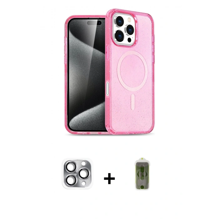 MARSİLYAN™- iPhone 16 Pro Max Kılıf Nova Asil Prime - Siyah Joko Magic 5D Hayalet Cam + Pers Alüminyum Kamera Lens - GI